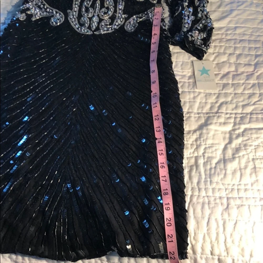 DRESS BRILLIANT BY JA VINTAGE SEQUIN BLACK SILVER - Picture 12 of 14